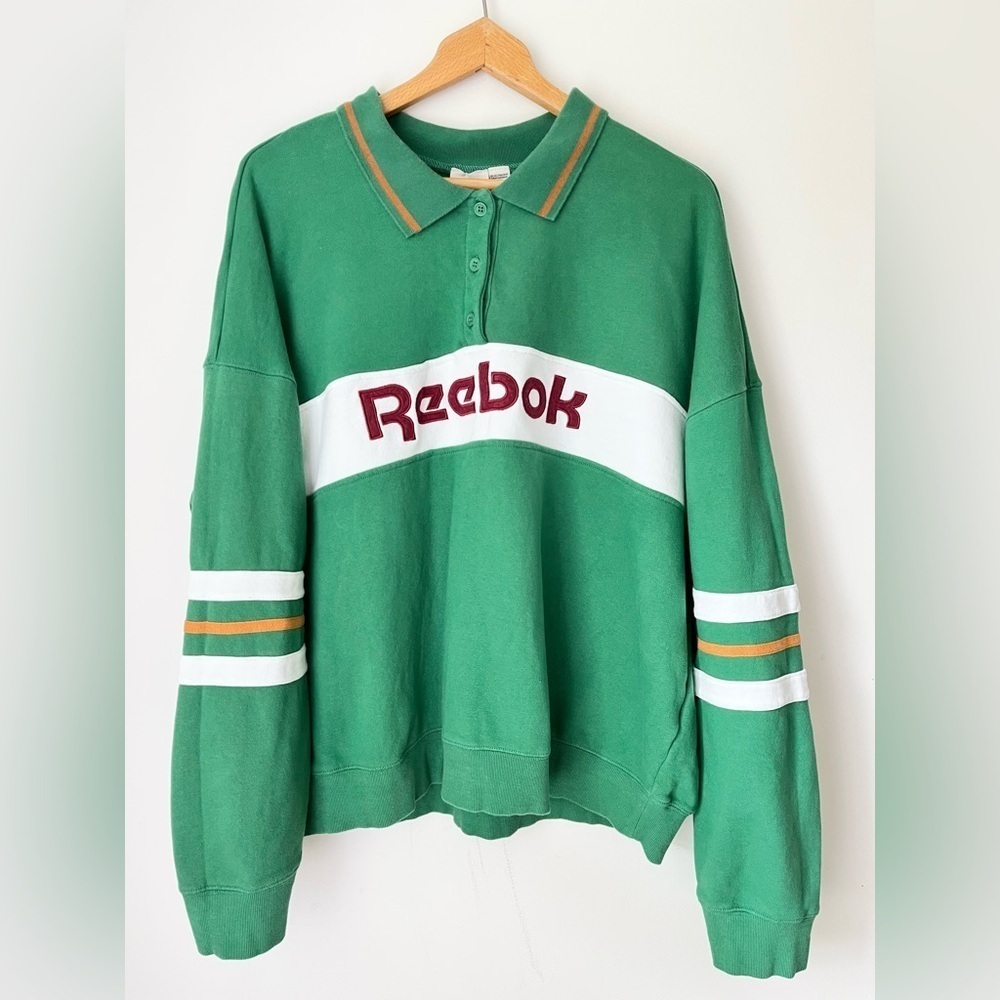 Reebok Top Women’s 3X Jersey x Forever 21 Rugby Pullover French Terry Collared - Picture 4 of 9
